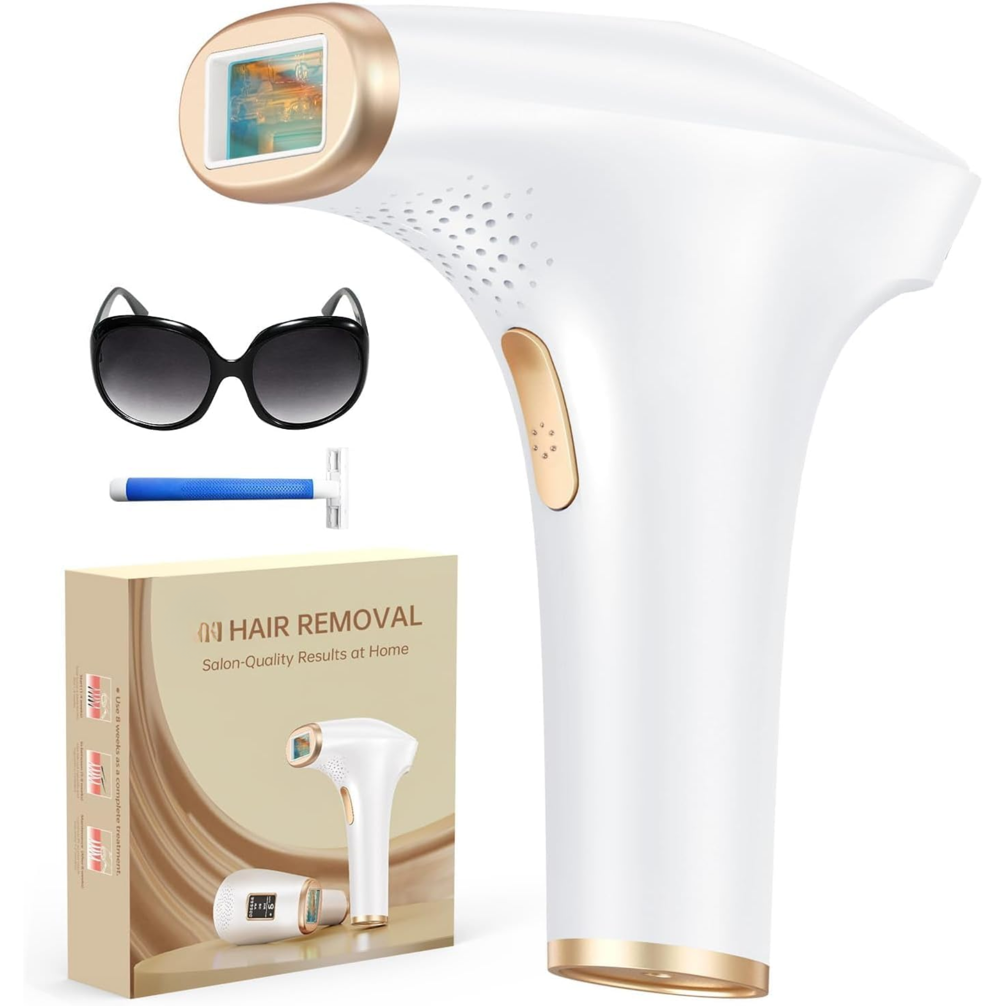 Appareil IPL d’Épilation à Lumière Pulsée avec Fonction de Refroidissement – 9 Niveaux & 3 Modes HR/SC/RA pour Hommes et Femmes (Blanc)