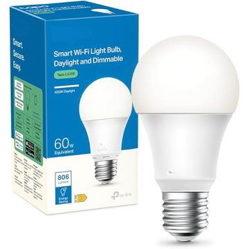 Ampoule Connectée WiFi LED E27 – Blanc 4000K, Dimmable 8W (806Lm), Économie d’Énergie, Contrôle Vocal, Programmation à Distance, Compatible Alexa & Google Home, Sans Hub (L520E)