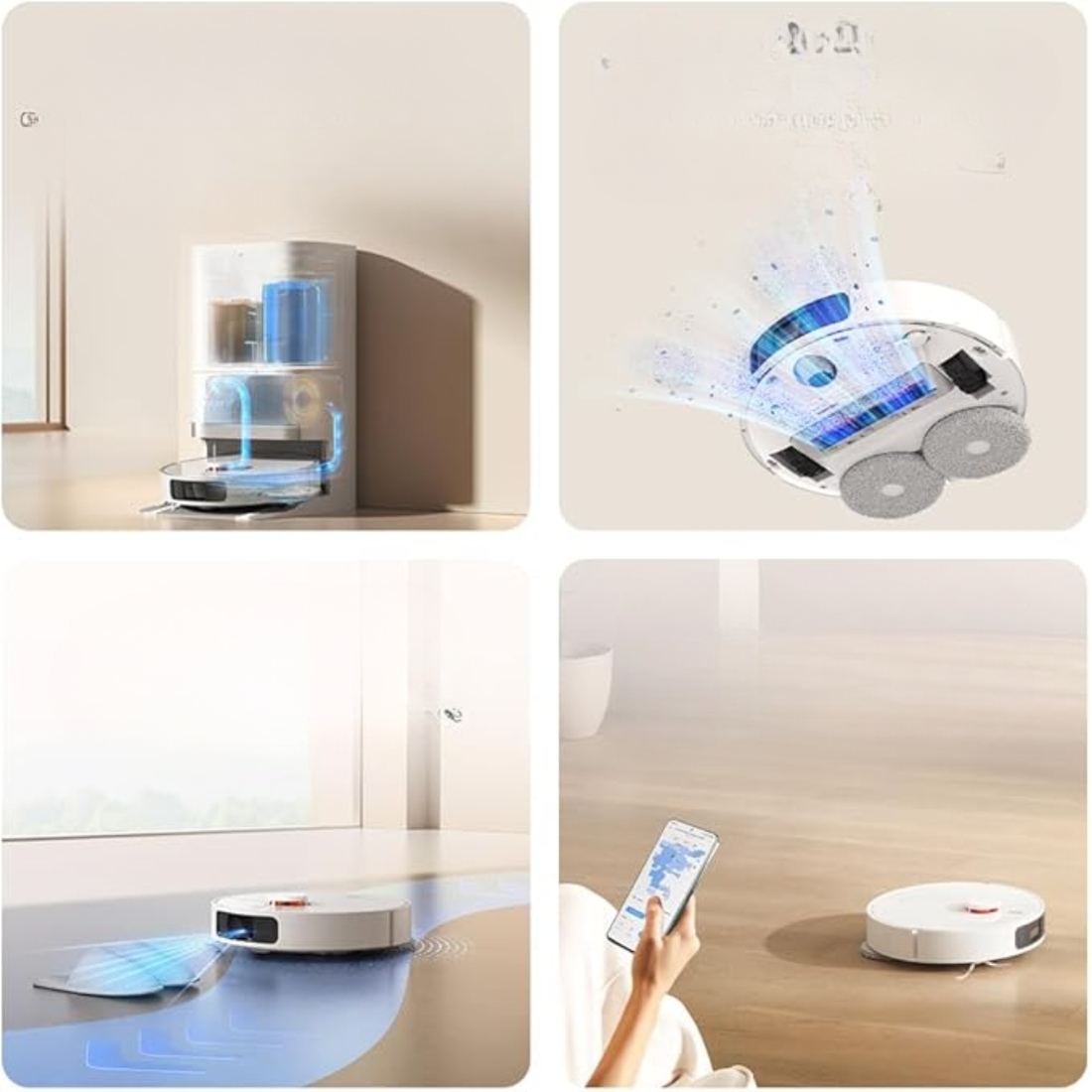 Robot Aspirateur X20+ – Station Tout-en-Un (Vidange, Lavage & Séchage Automatiques), 6000 Pa, Navigation LDS, Évitement S-Cross, Relevage du Balai, Contrôle Voix via Mi Home (Sans Marque)
