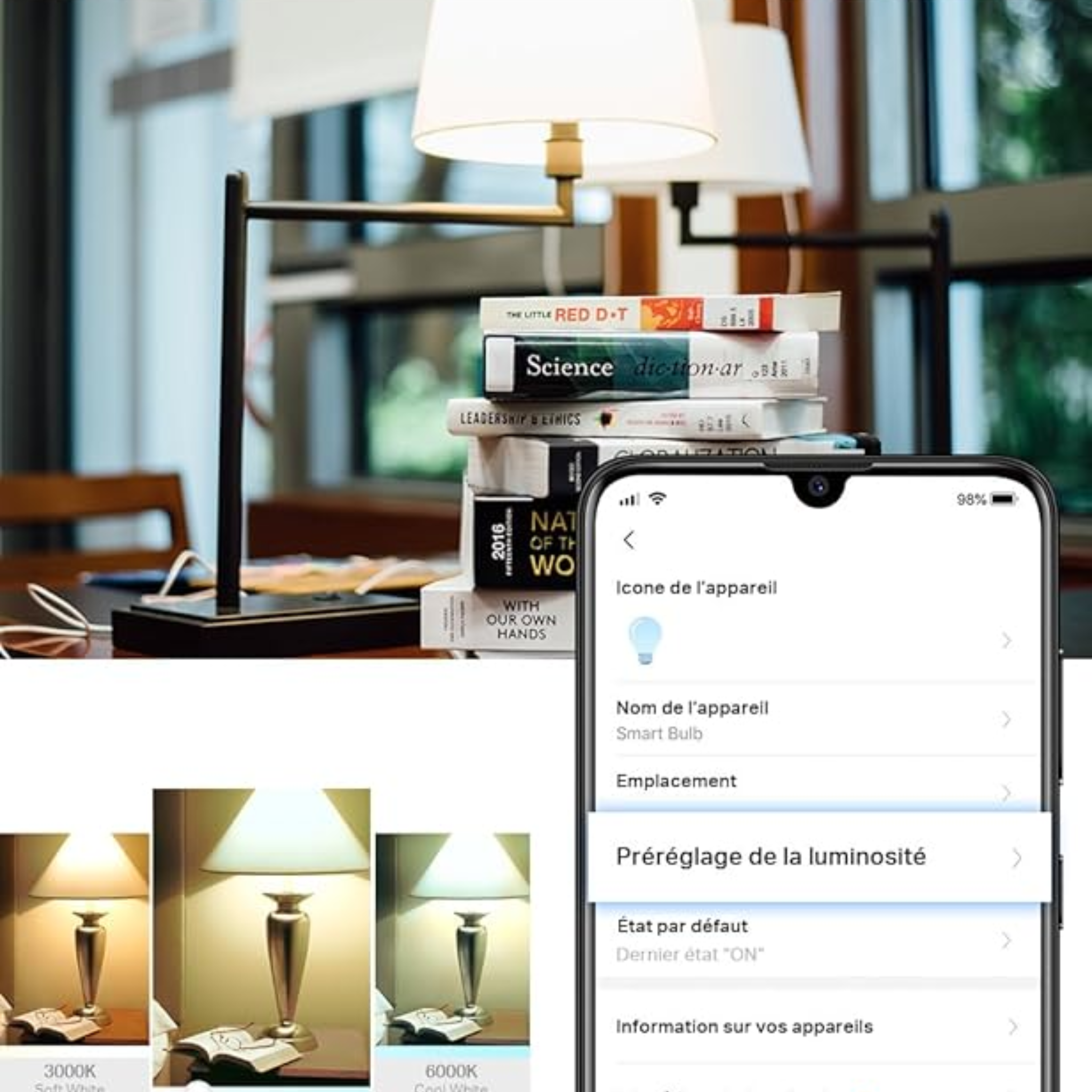 Ampoule Connectée WiFi LED E27 – Blanc 4000K, Dimmable 8W (806Lm), Économie d’Énergie, Contrôle Vocal, Programmation à Distance, Compatible Alexa & Google Home, Sans Hub (L520E)