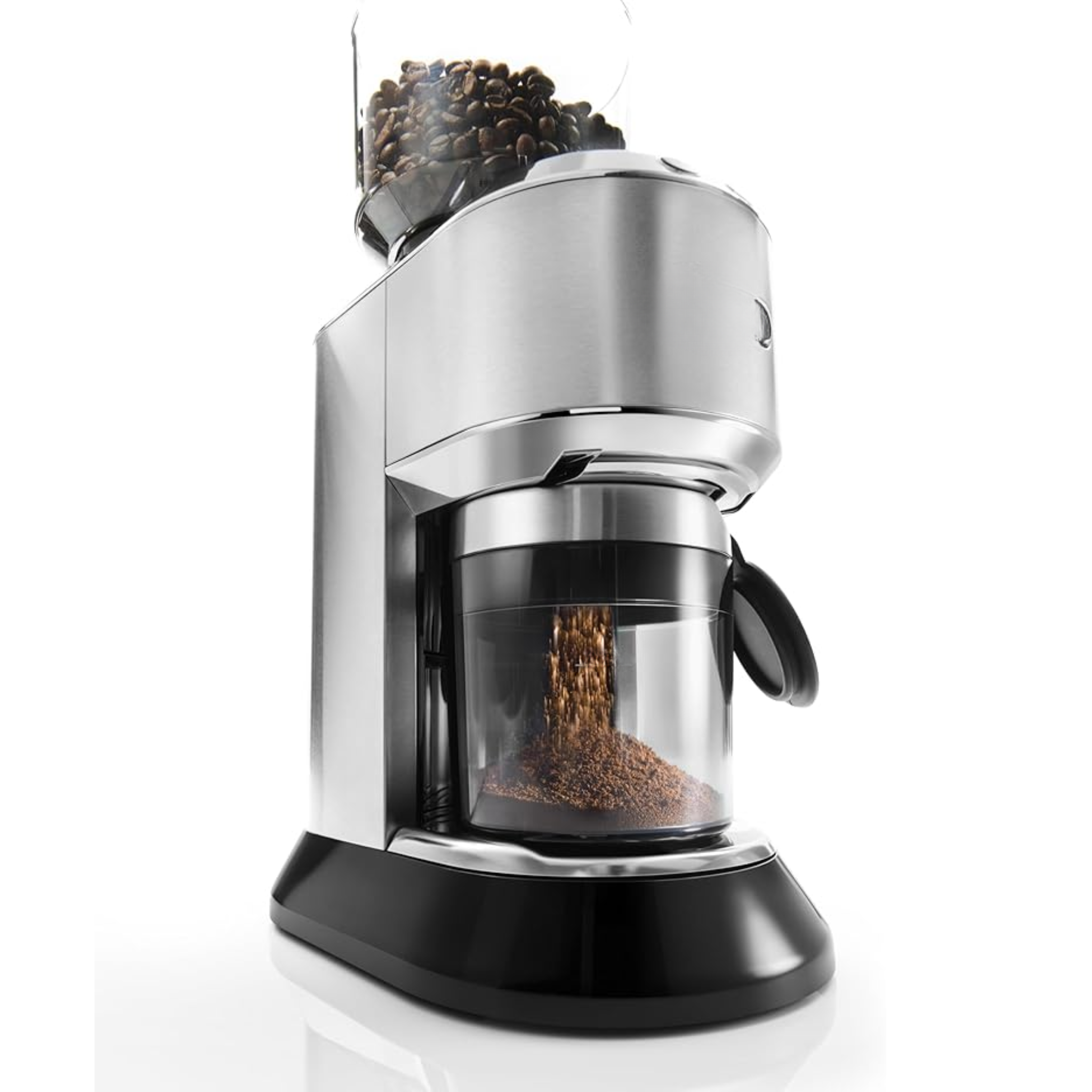 Moulin à Café Électrique Delonghi Dedica KG 521.M, 18 Niveaux de Mouture, Écran LCD, Meules Coniques Inox, Boîtier Métallique, 150W, Argent (Sans Marque)