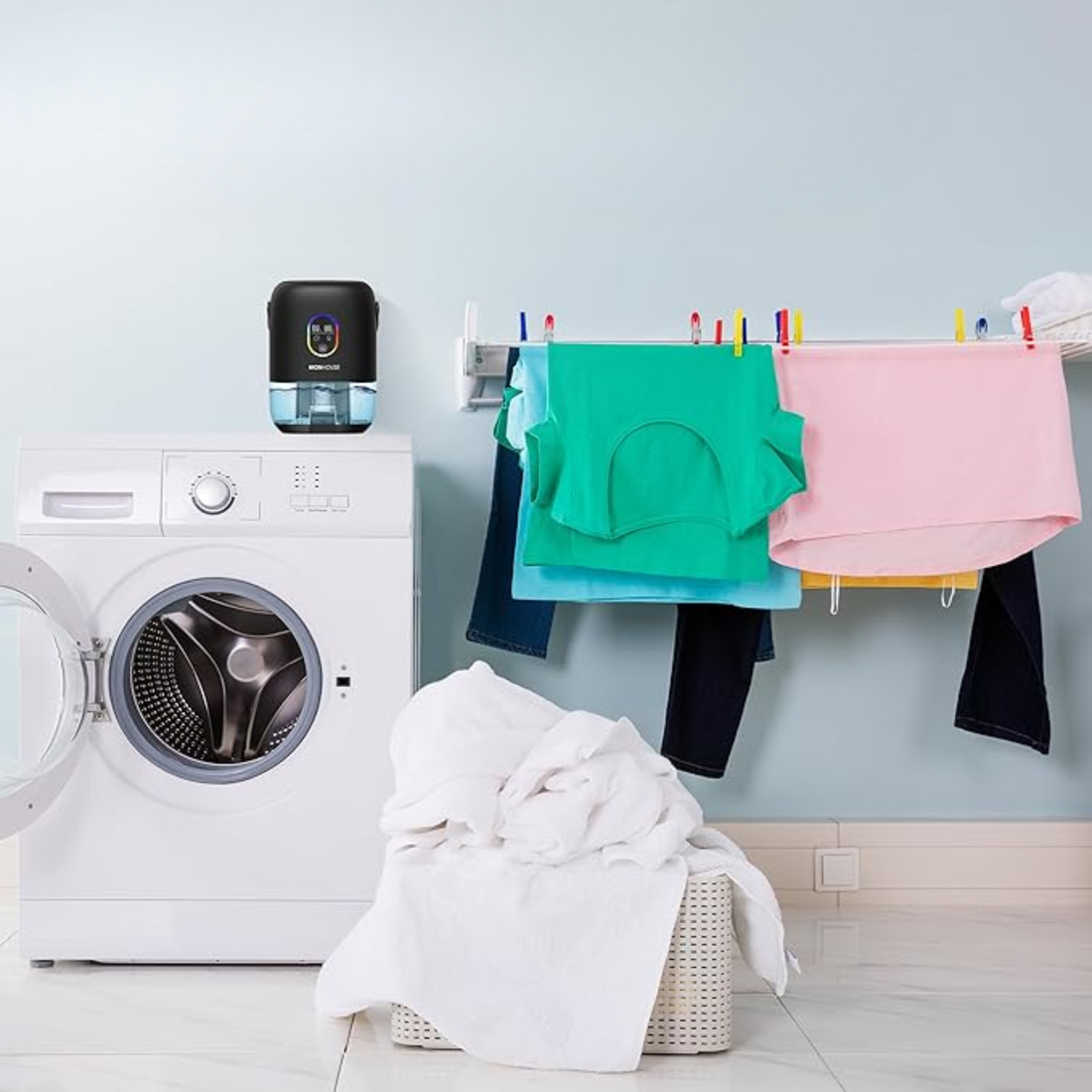 Déshumidificateur 1000 ml – Ultra-Silencieux <25 dB, 7 Lumières LED, Arrêt Automatique, Affichage Humidité/Température en Temps Réel – 40W Éco Énergie – Noir (Sans Marque)