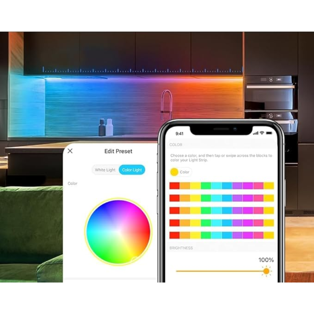 Bande LED RGB Wi-Fi Intelligente 5m, 16M Couleurs, Contrôle Segmenté Haute Luminosité, Synchronisation Musicale, Compatible Alexa/Google Home – Éclairage Intérieur Multicolore (Sans Marque Premium)
