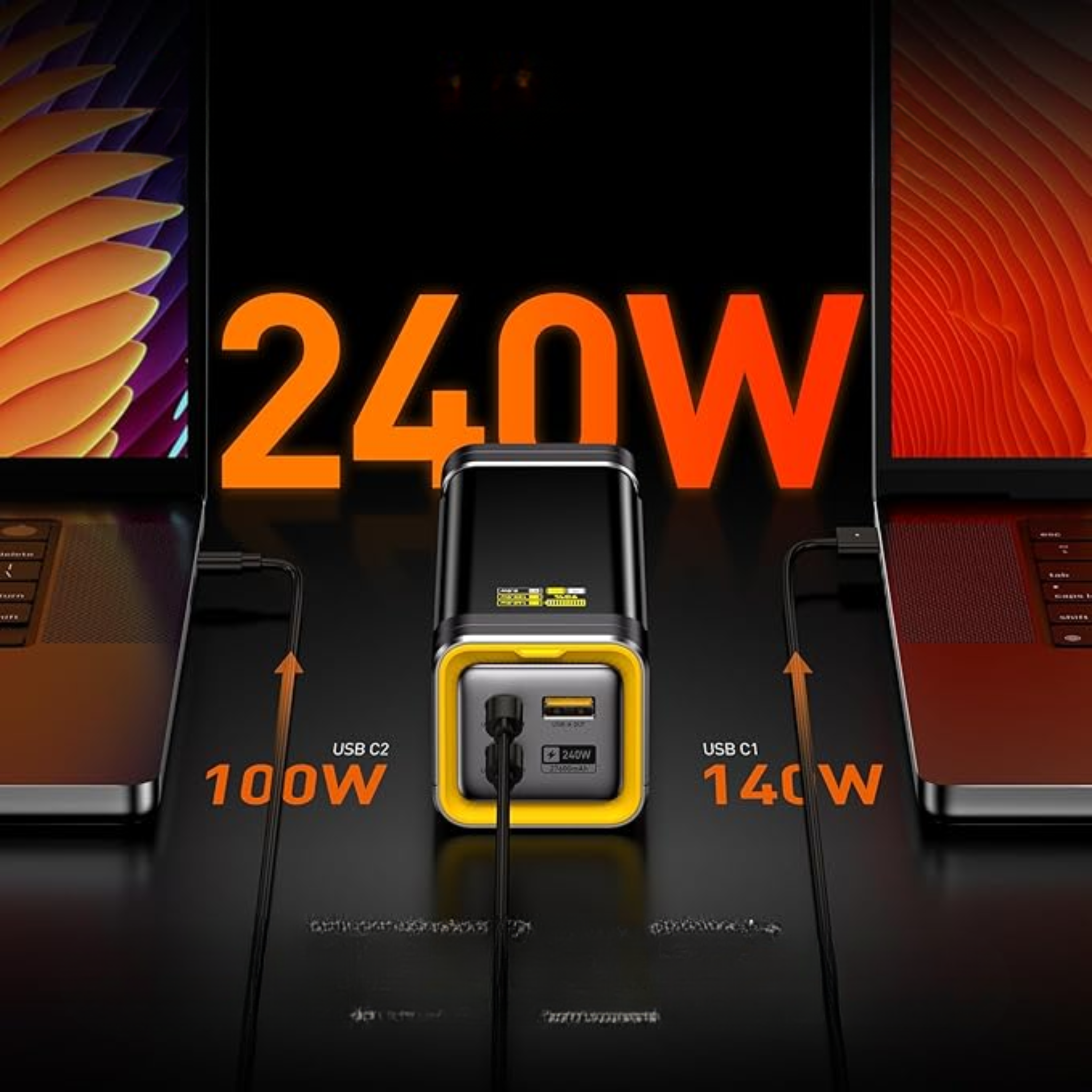 Batterie Externe Future Starship 27600mAh – Power Bank 240W, 3 Ports, Dual USB-C PD 3.1 140W, USB-A, Charge Rapide pour Laptop, MacBook Pro/Air, iPad Pro, iPhone 17, Galaxy, Gris (Sans Marque)