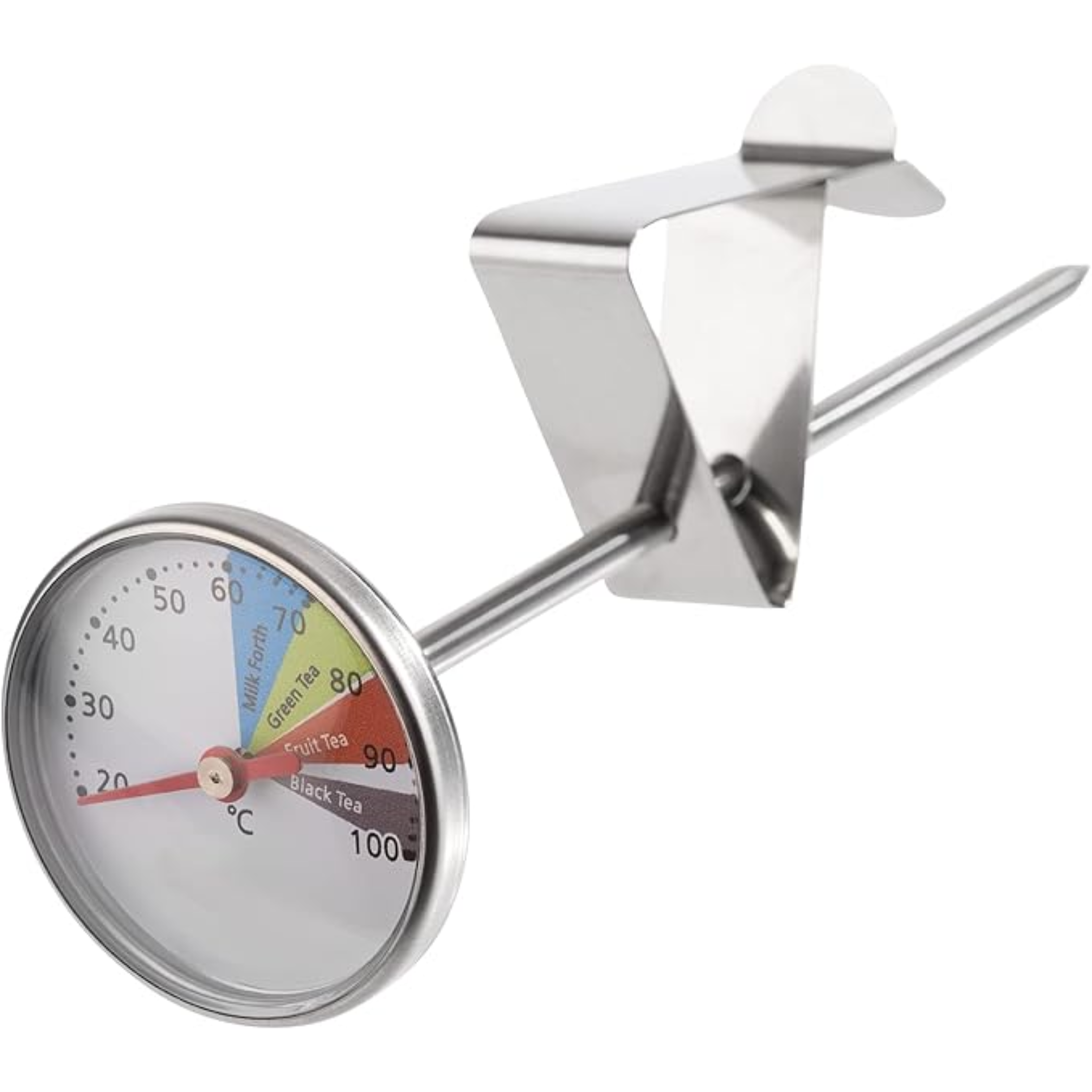 Ensemble Pichet à Lait Barista 2 Pièces 0,8 L Acier Inoxydable Noir avec Thermomètre et Clip 13,5 cm (Sans Marque)