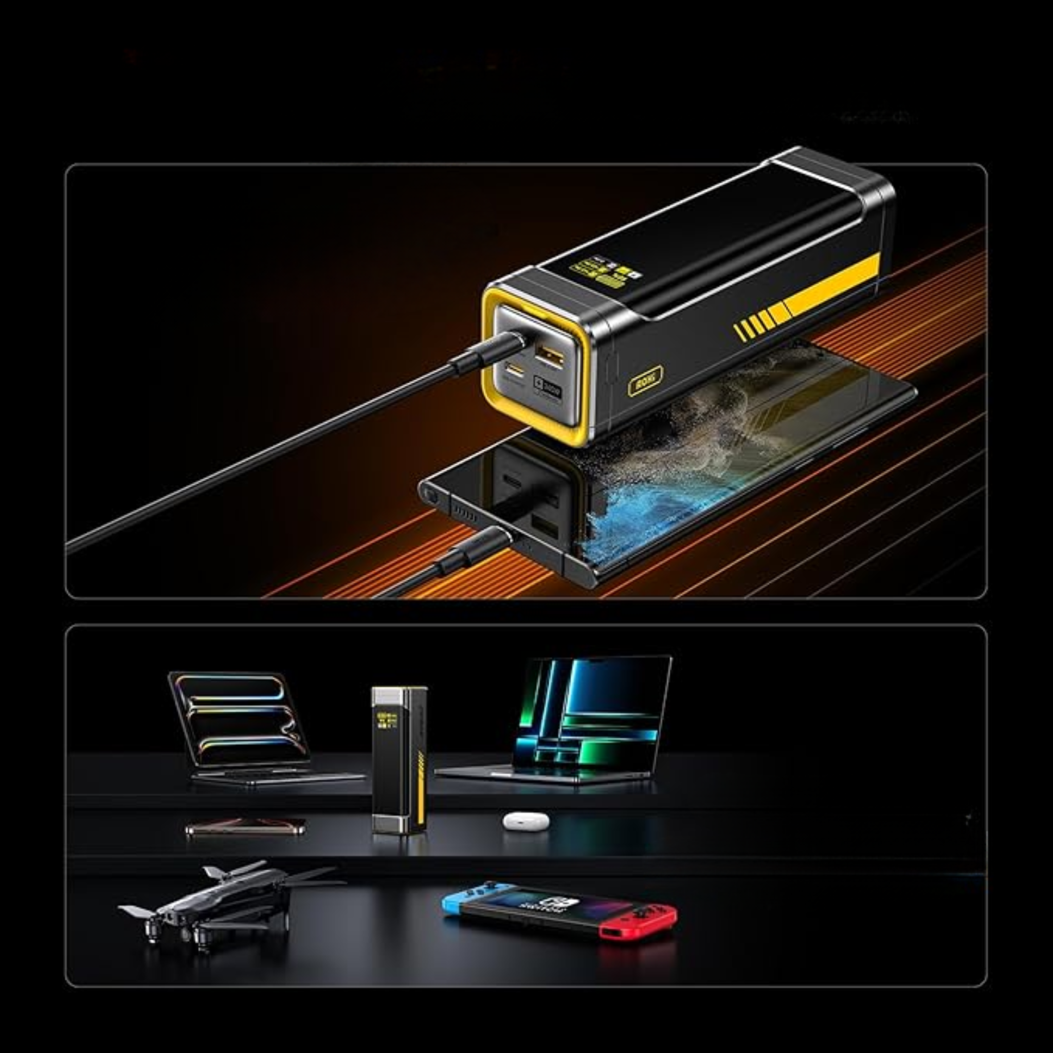 Batterie Externe Future Starship 27600mAh – Power Bank 240W, 3 Ports, Dual USB-C PD 3.1 140W, USB-A, Charge Rapide pour Laptop, MacBook Pro/Air, iPad Pro, iPhone 17, Galaxy, Gris (Sans Marque)