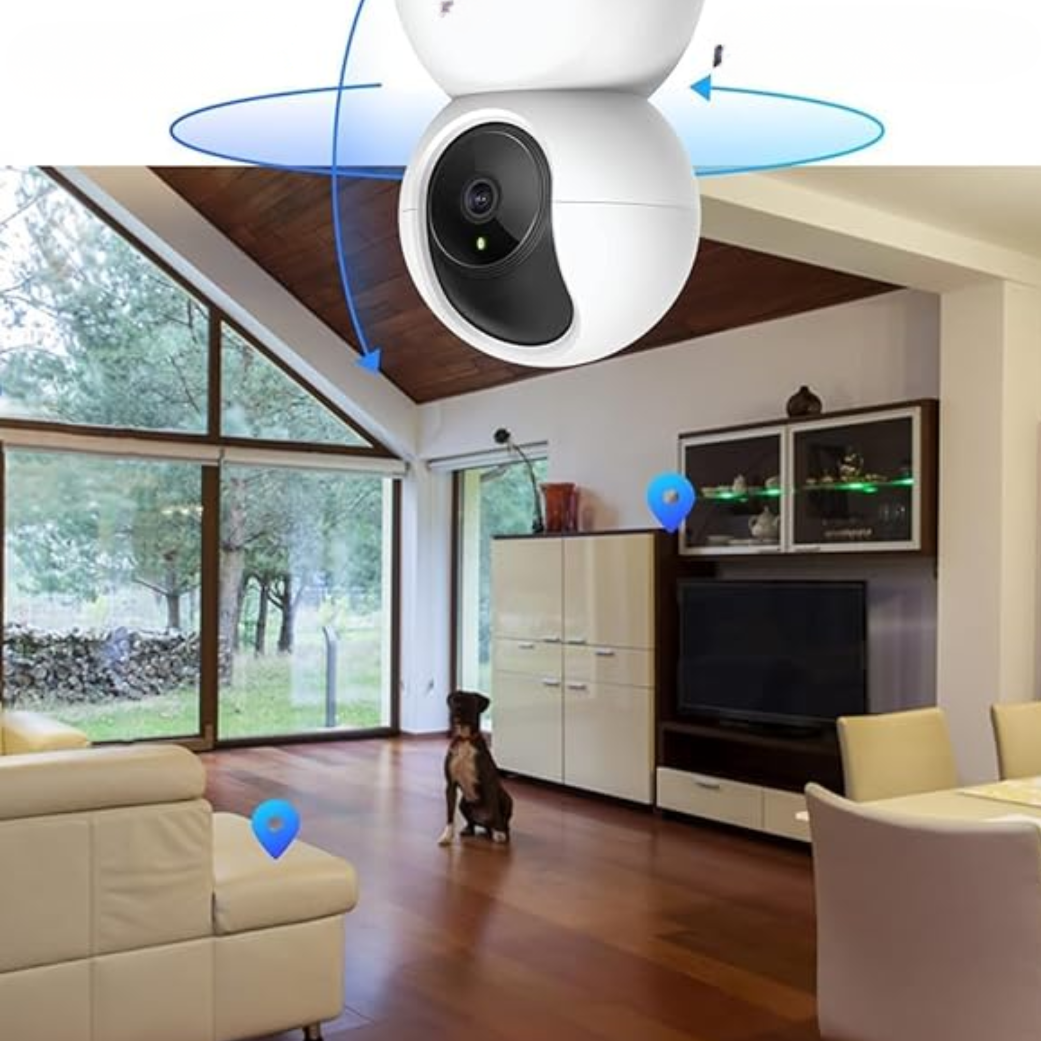 C200 Pack de 2 Caméras de Surveillance Wi-Fi Intérieures – 1080P, Pan/Tilt 360°, Détection de Personnes, Audio Bidirectionnel, Vision Nocturne, Compatible Alexa & Google (Sans Marque)