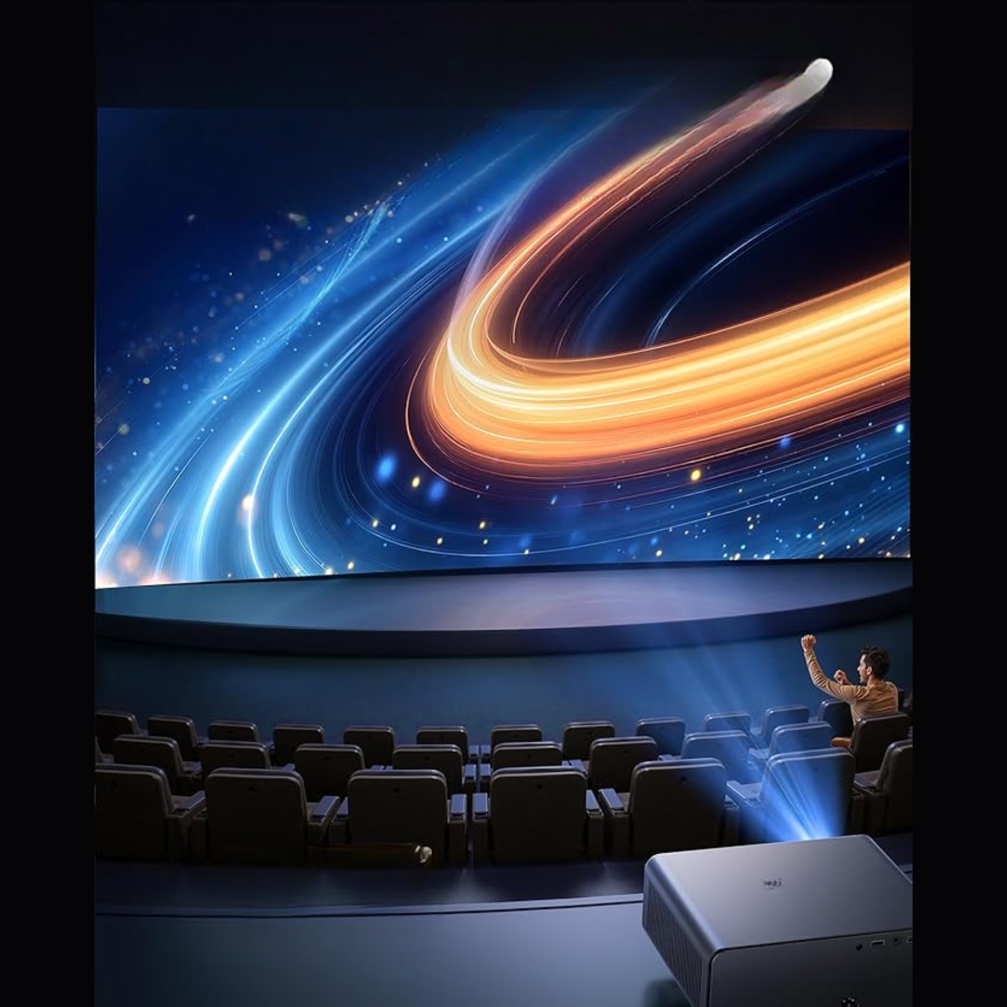 Projecteur Intelligent Wi-Fi 6 & Bluetooth, Autofocus Full HD 1080p Natif, Correction Keystone, Projecteur Cinéma Portable avec Haut-Parleurs Intégrés – Câble HDMI Inclus