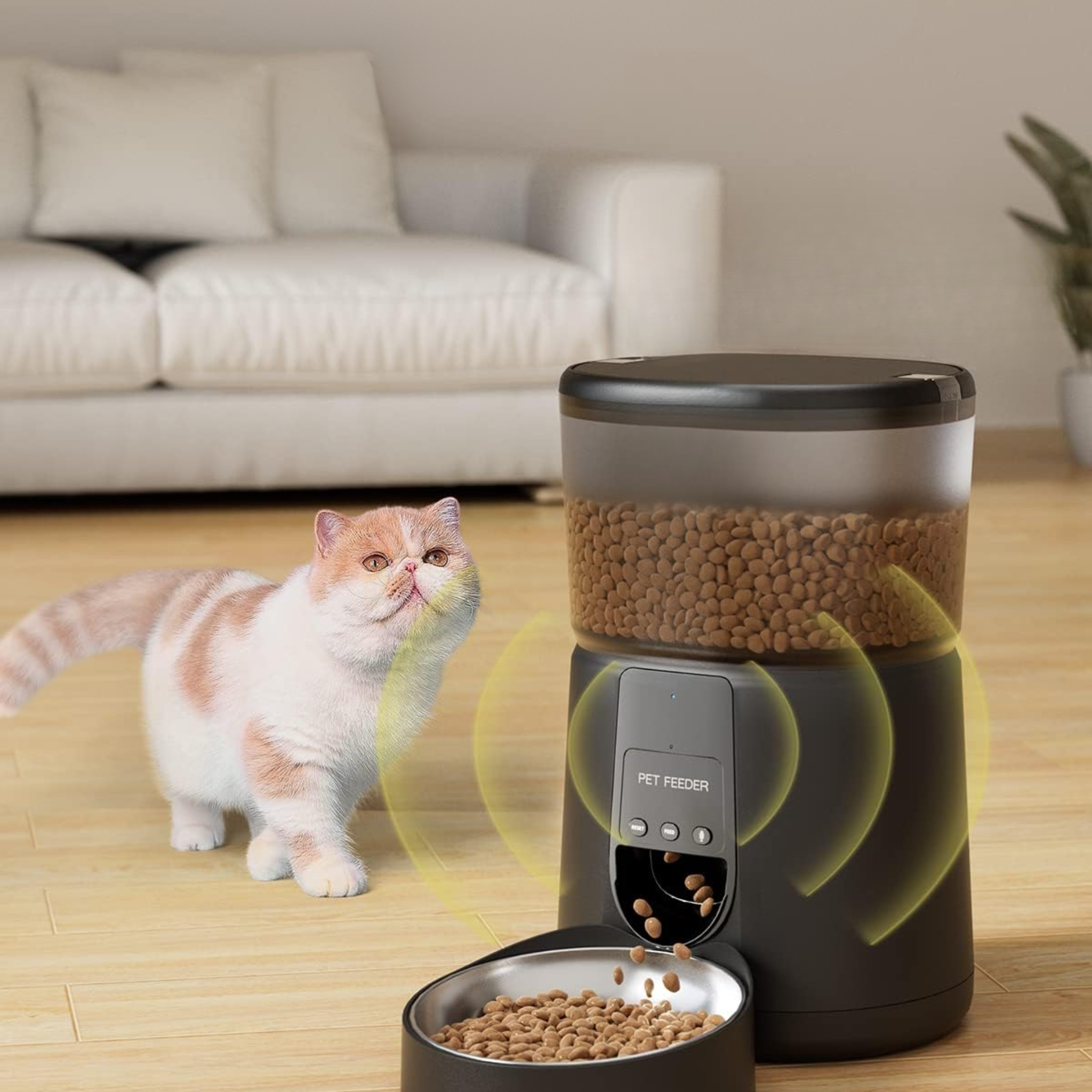 Distributeur Automatique de Nourriture pour Chat et Chien – 4L, Contrôle via Application Wi-Fi, Enregistrement Vocal 10s, 1 à 10 Repas par Jour – Noir