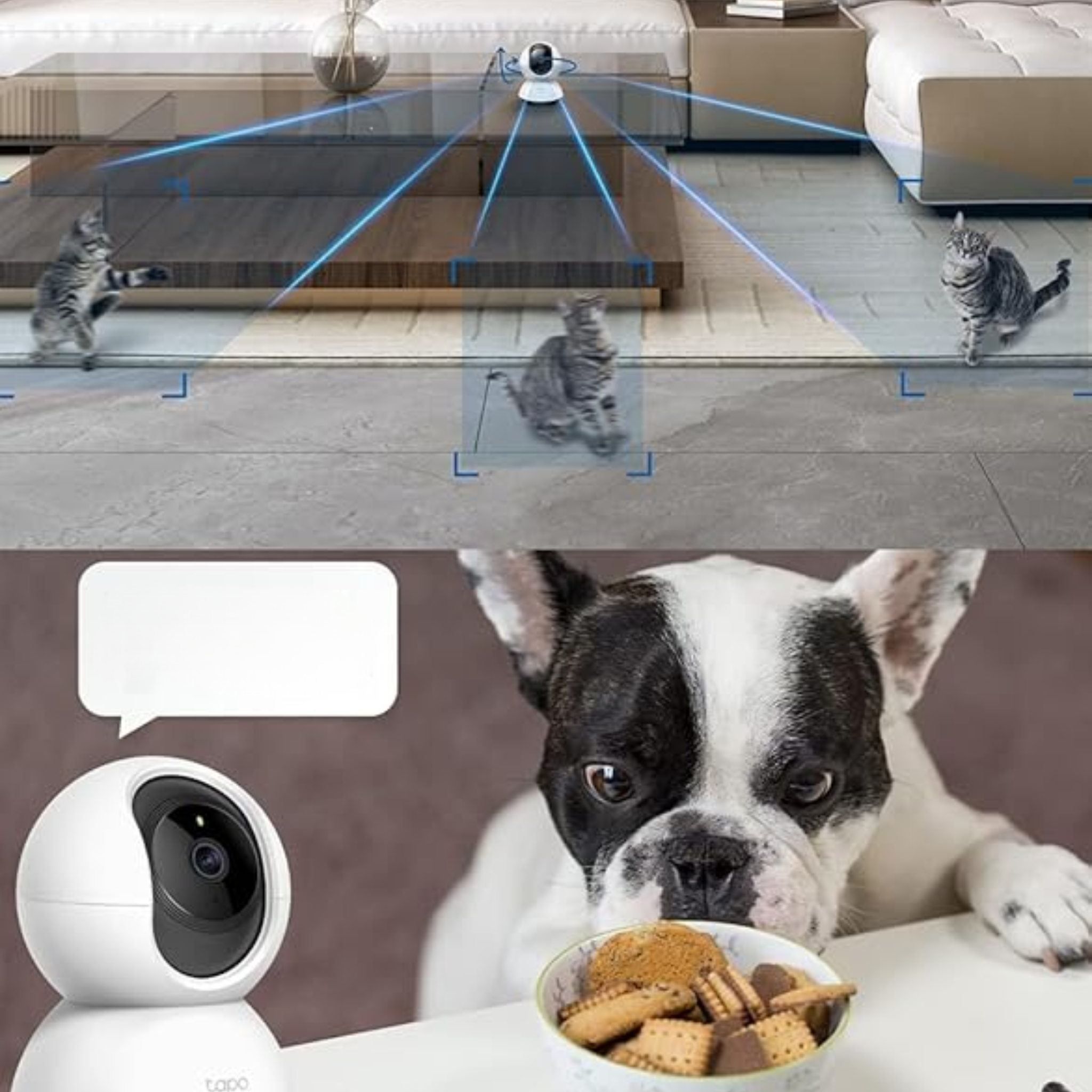 C200 Pack de 2 Caméras de Surveillance Wi-Fi Intérieures – 1080P, Pan/Tilt 360°, Détection de Personnes, Audio Bidirectionnel, Vision Nocturne, Compatible Alexa & Google (Sans Marque)