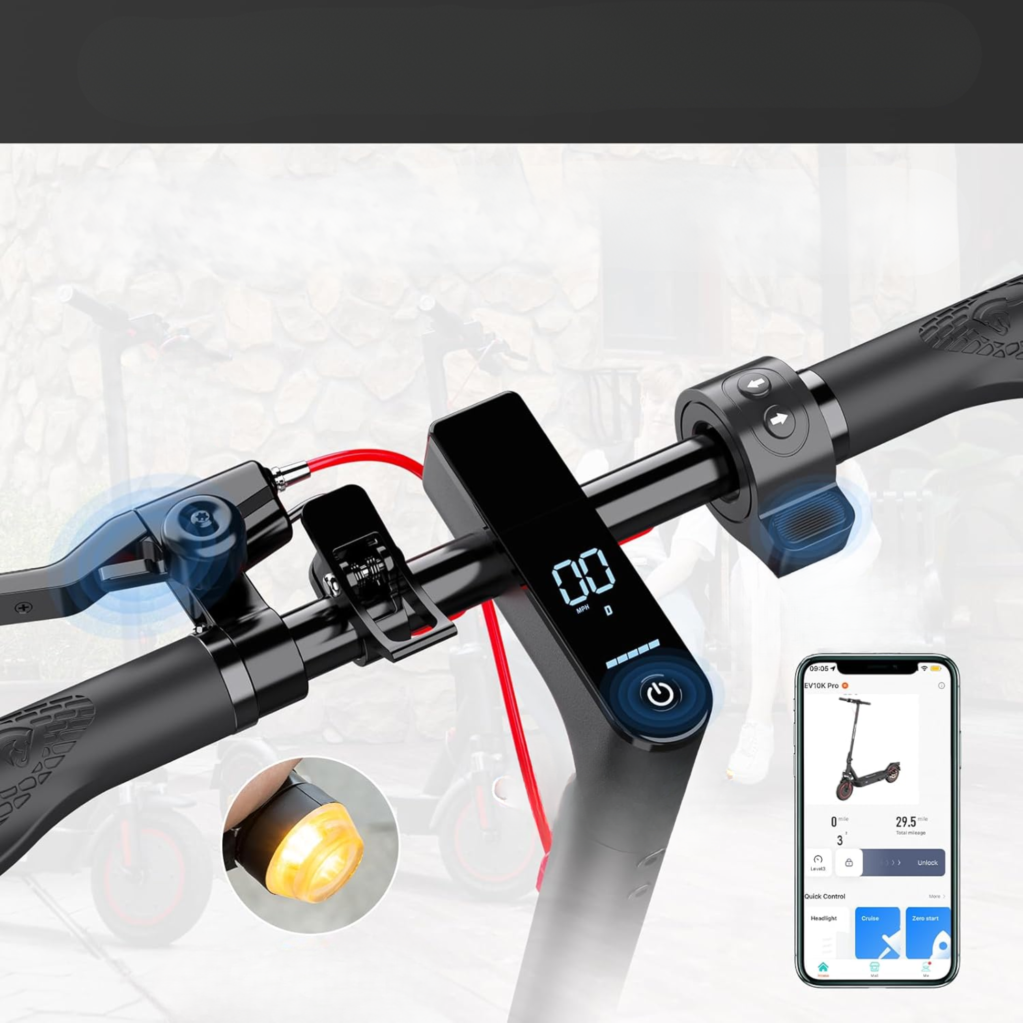 Trottinette Électrique EVERCROSS EV10K Pro Adultes, Pliable, 10 pouces, Application Mobile, 25 km/h, Batterie 410Wh, Suspension Double & Écran LED – Noir